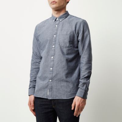 Grey brushed Oxford shirt